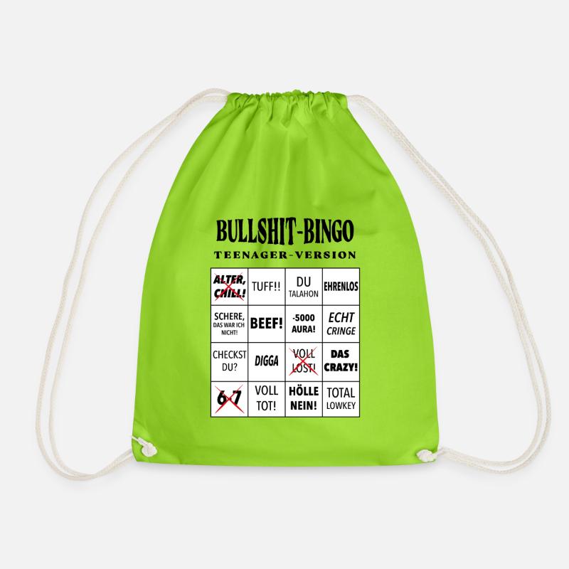 Bullshit Bingo – Teenage Version - Drawstring Bag - neon green