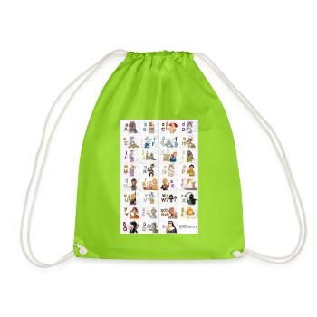 German Finger Alphabet 2 / - Drawstring Bag - neon green - Front