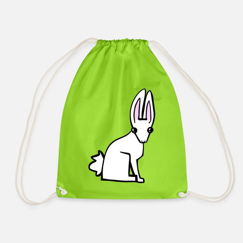 white bunny - Drawstring Bag - neon green