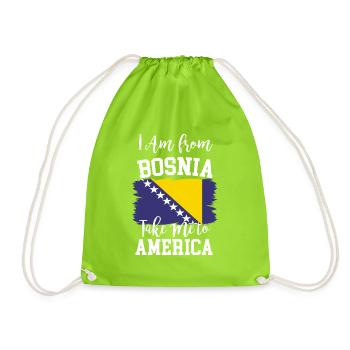 I am from Bosnia take me to America & Bosnien Herz - Turnbeutel - Neongrün - Vorne