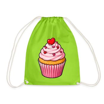 Herz Cupcake Lieblich - Turnbeutel - Neongrün - Vorne