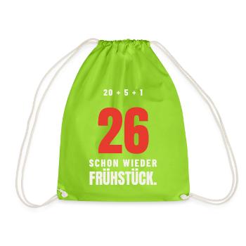 Dart 26 – Schon wieder Frühstück - Turnbeutel - Neongrün - Vorne