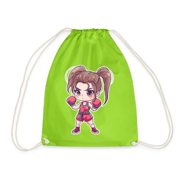 Kleine Kickboxerin Anime Look - Turnbeutel - Neongrün - Vorne