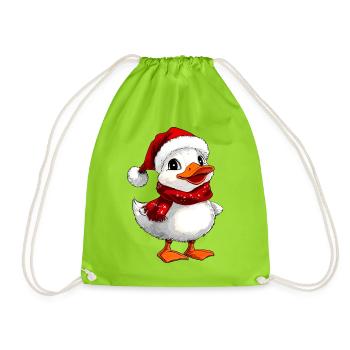Weisses Entchen Weihnachten - Turnbeutel - Neongrün - Vorne