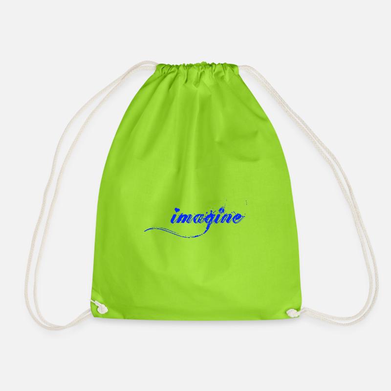 Imagine there is Peace and Love, Schrift - Turnbeutel - Neongrün