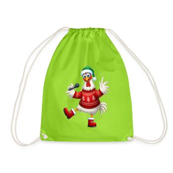 Pull de poule chantante de vacances - Sac de sport léger - vert néon - Devant
