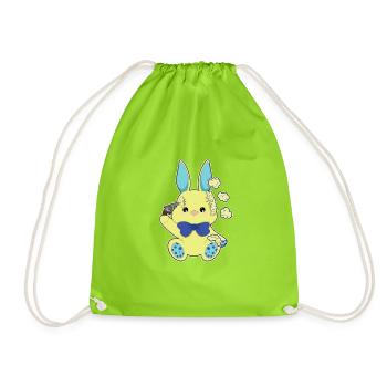 Plush bunny headshot - Drawstring Bag - neon green - Front