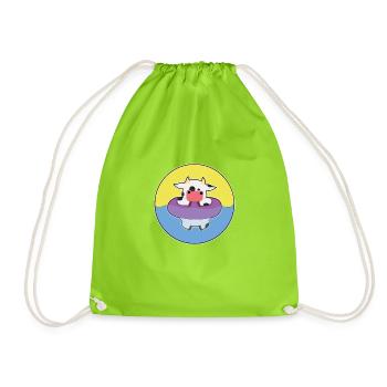 Petite vache avec anneau de sauvetage - Sac de sport léger - vert néon - Devant