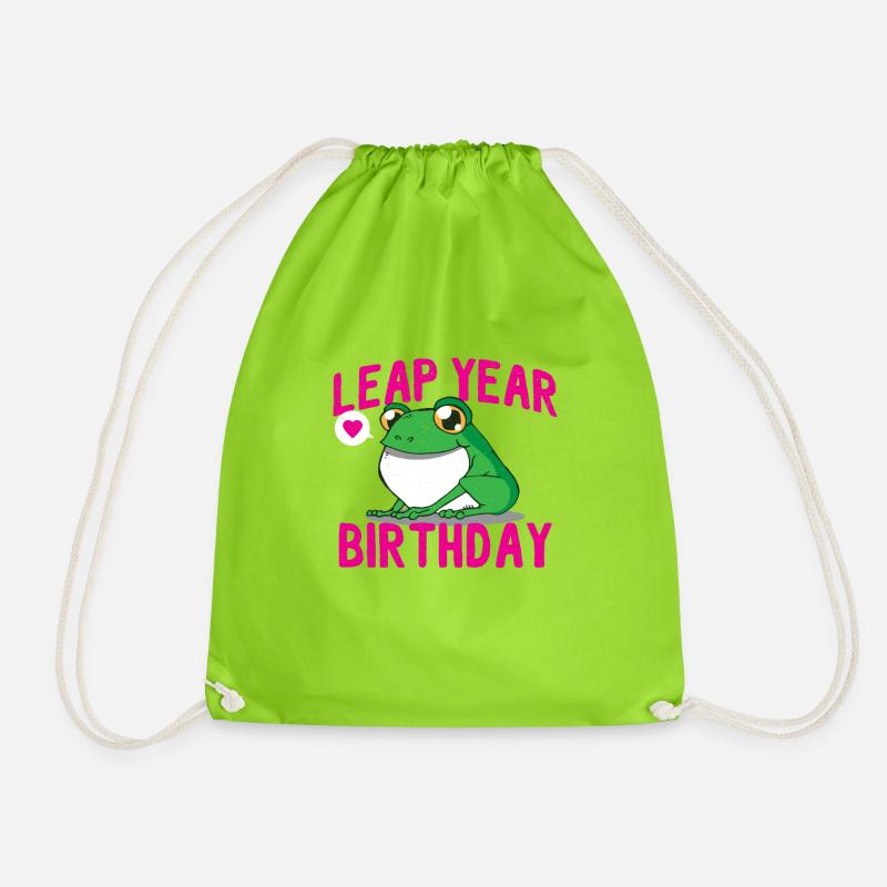 leap year birthday - Drawstring Bag - neon green