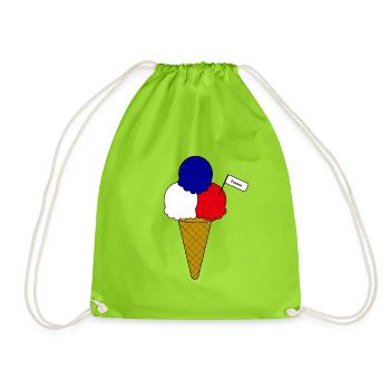 Französich France Flag Eiscreme - Turnbeutel - Neongrün - Vorne