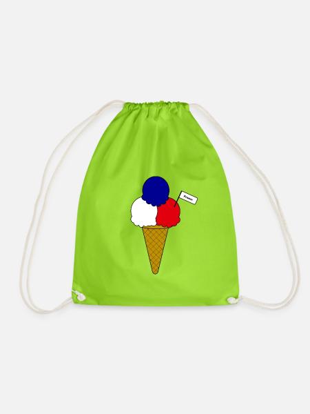 Französich France Flag Eiscreme - Turnbeutel - Neongrün