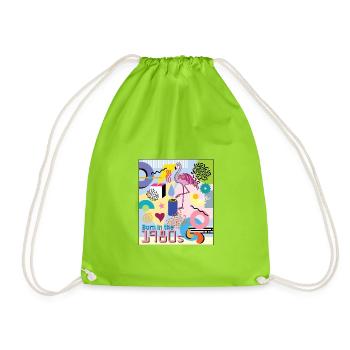 I was born in the 80s - Drawstring Bag - neon green - Front