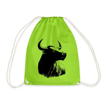 Bull - Drawstring Bag - neon green - Front