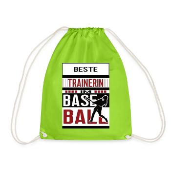 Baseball Trainerin Beste Baseballtrainerin Team - Turnbeutel - Neongrün - Vorne