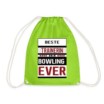 Bowling Trainerin Beste Bowlingtrainerin Bowlen - Turnbeutel - Neongrün - Vorne