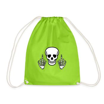 Skull & Middle Finger, 2 coloured - Sac de sport léger - vert néon - Devant