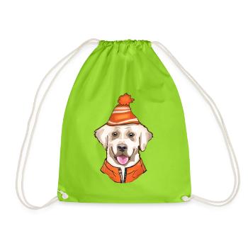 golden retriever en hiver - Sac de sport léger - vert néon - Devant