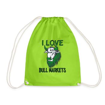 I LOVE BULL MARKETS - Turnbeutel - Neongrün - Vorne