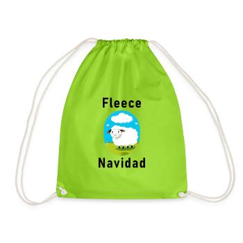 "Fleece Navidad" Christmas festive pun - Drawstring Bag - neon green - Front