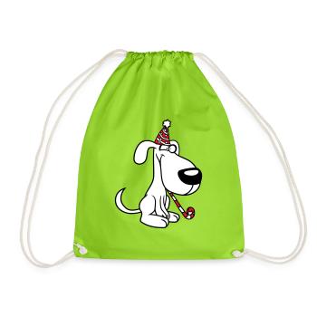 Dog Birthday New Year's Eve Party Hat Celebrate Toad - Drawstring Bag - neon green - Front