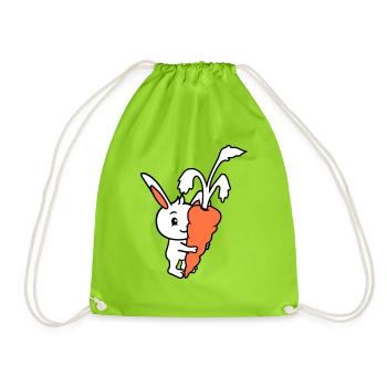 Lapin Gros Énorme Carotte Carotte Amour Faim Délicieux - Sac de sport léger - vert néon - Devant
