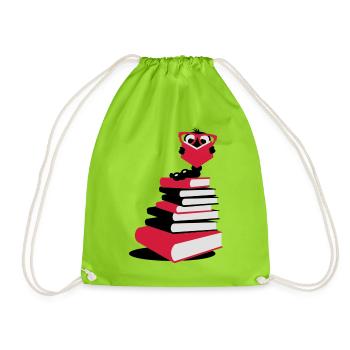 A bookworm reading - Drawstring Bag - neon green - Front