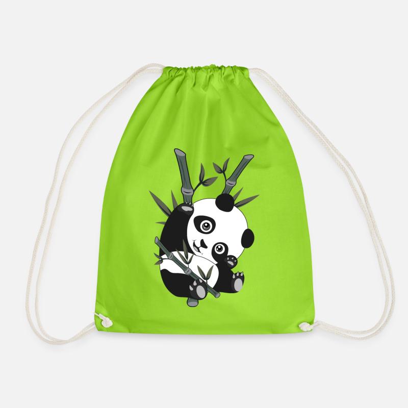 Panda - Bambus - Turnbeutel - Neongrün