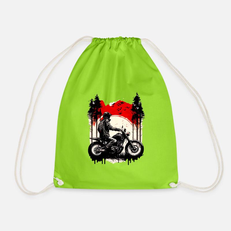 Motorbike Sunset - Drawstring Bag - neon green