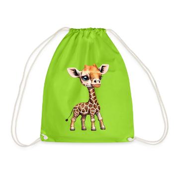 Giraffe - Giraffen Baby - Coole Kinder Giraffe - Turnbeutel - Neongrün - Vorne