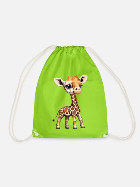 Giraffe - Giraffen Baby - Coole Kinder Giraffe - Turnbeutel - Neongrün