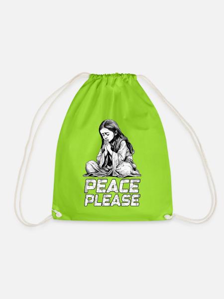 Peace Please - Beten für Frieden - Turnbeutel - Neongrün