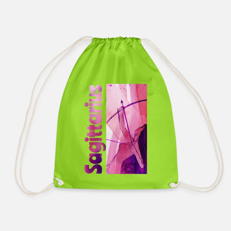 Zodiac Sagittarius Watercolor - Drawstring Bag - neon green