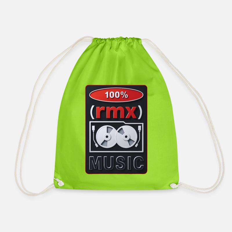 100% REMIX - sound & vision - Drawstring Bag - neon green