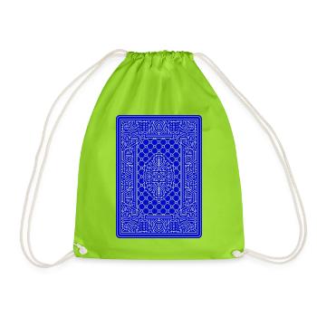 Geometric Playing Card Vector Art Blue - Drawstring Bag - neon green - Front