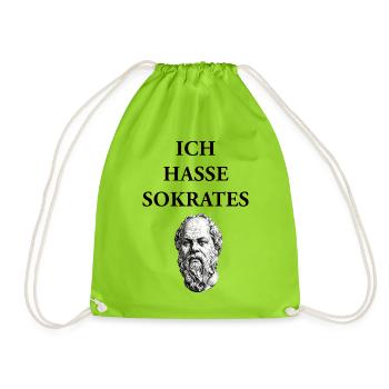 Ich Hasse Sokrates T-Shirt | Greek Philosopher  - Drawstring Bag - neon green - Front