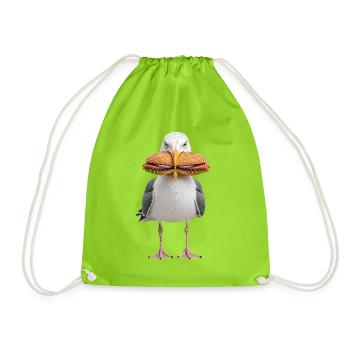 Herrgull-with-Fish Rolls - Drawstring Bag - neon green - Front
