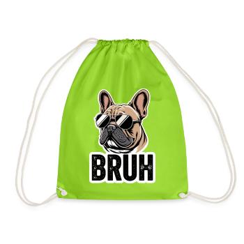 Mec, le mème du bouledogue français avec des lunettes de soleil - Sac de sport léger - vert néon - Devant