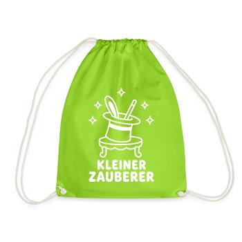 Kleiner Zauberer – Magie Zaubertrick Kinder Vektor - Turnbeutel - Neongrün - Vorne