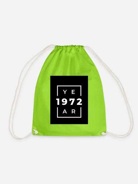 Vintage Design Jahr 1972 Minimalistisch - Turnbeutel - Neongrün