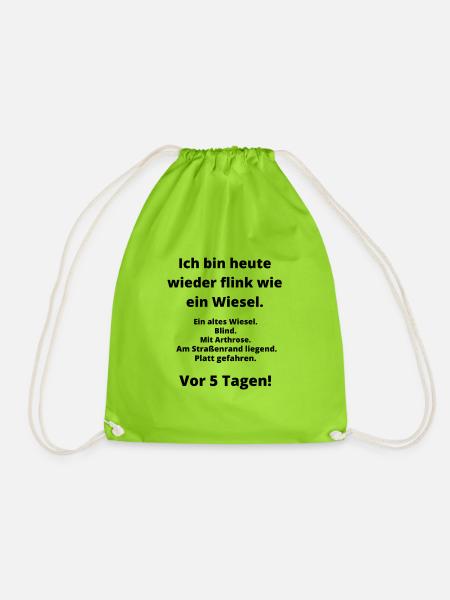 Lustige Sprüche Wiesel Geschenk Party Geburtstag - Turnbeutel - Neongrün
