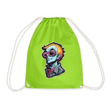 Blauer Punk mit Neon Goggles - Turnbeutel - Neongrün - Vorne