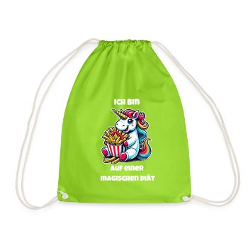 Einhorn Pommes Spaß - Turnbeutel - Neongrün - Vorne