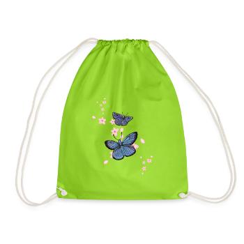 Butterfly Blue - Sonja Ariel von Staden - Drawstring Bag - neon green - Front