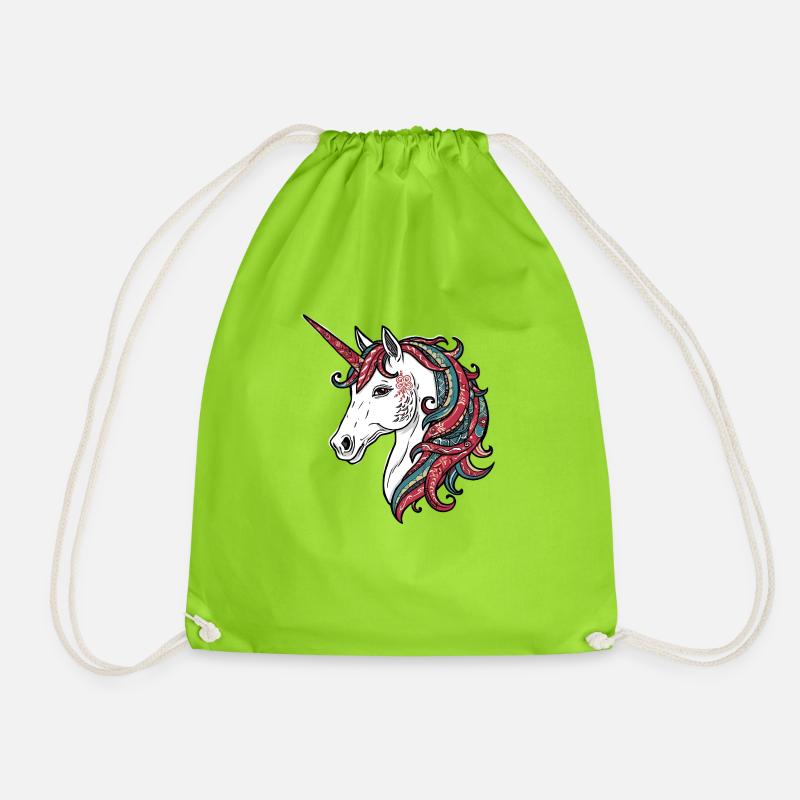Unicorn - Drawstring Bag - neon green