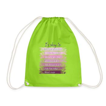 It's okay to start over. - Drawstring Bag - neon green - Front
