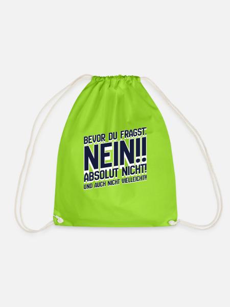 Bevor Du Fragst: Nein Absolut Nein - Turnbeutel - Neongrün