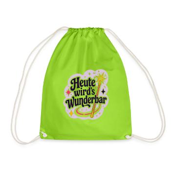 Heute wird's Wunderbar  - Turnbeutel - Neongrün - Vorne