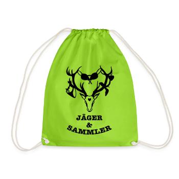 55 Hirsch Jäger & Sammler - Turnbeutel - Neongrün - Vorne