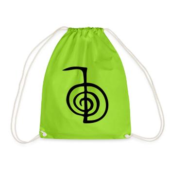 Reiki Healing Symbol - Cho Ku Rei - Drawstring Bag - neon green - Front