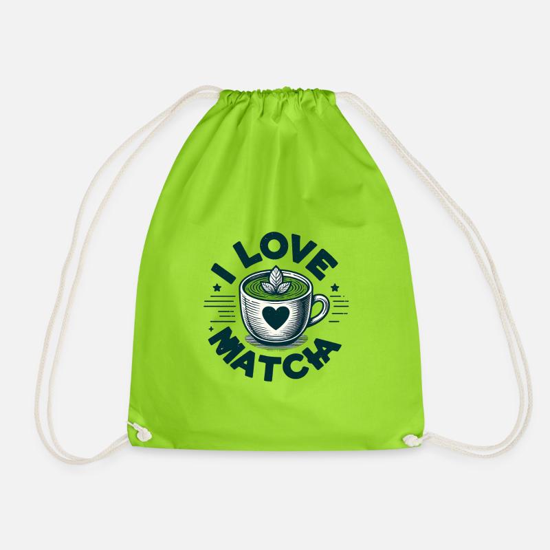 I love matcha - Drawstring Bag - neon green